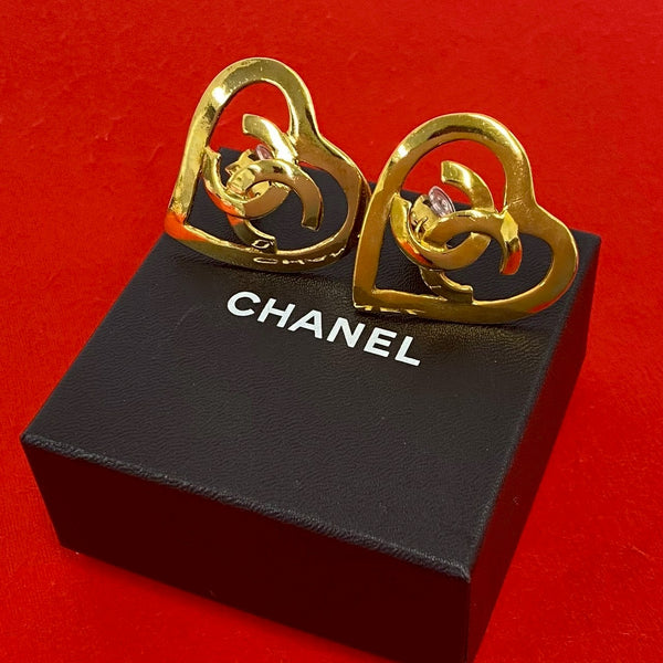 Chanel Coco Mark Heart Earrings
