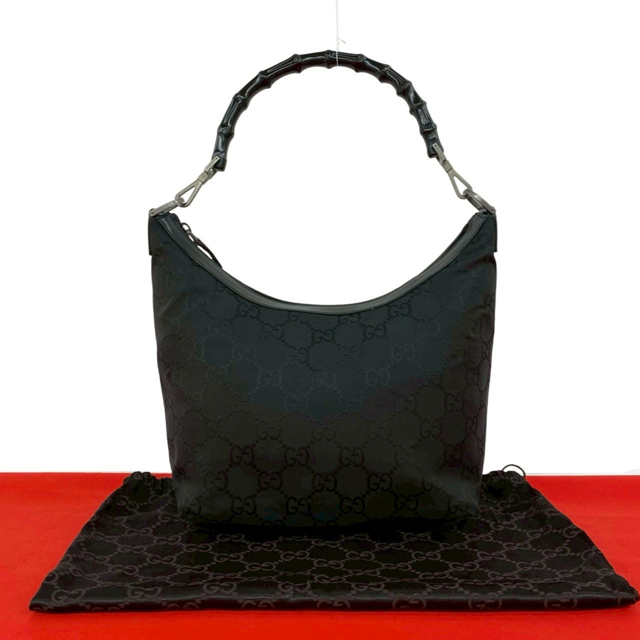 Gucci Bamboo Leather Nylon Handbag