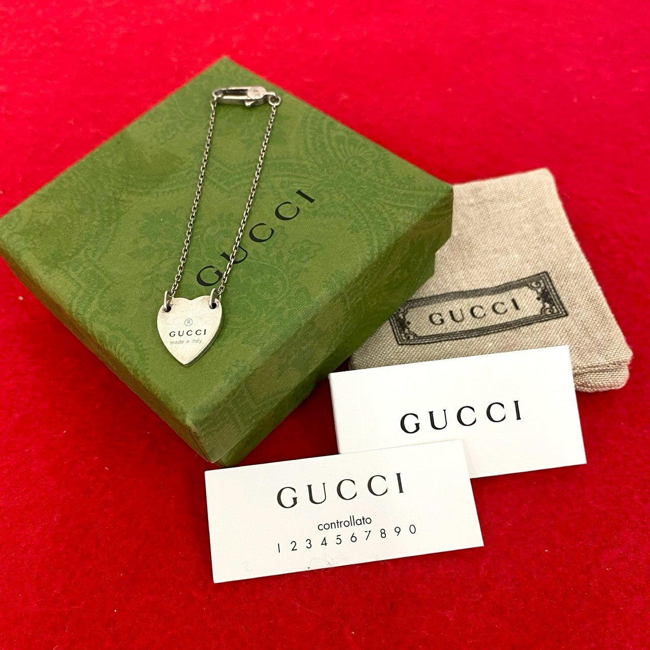 Gucci Heart Tag Motif Silver 925 Bracelet