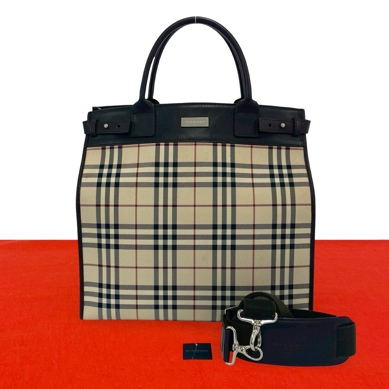 Burberry Check Canvas Leather 2way bag