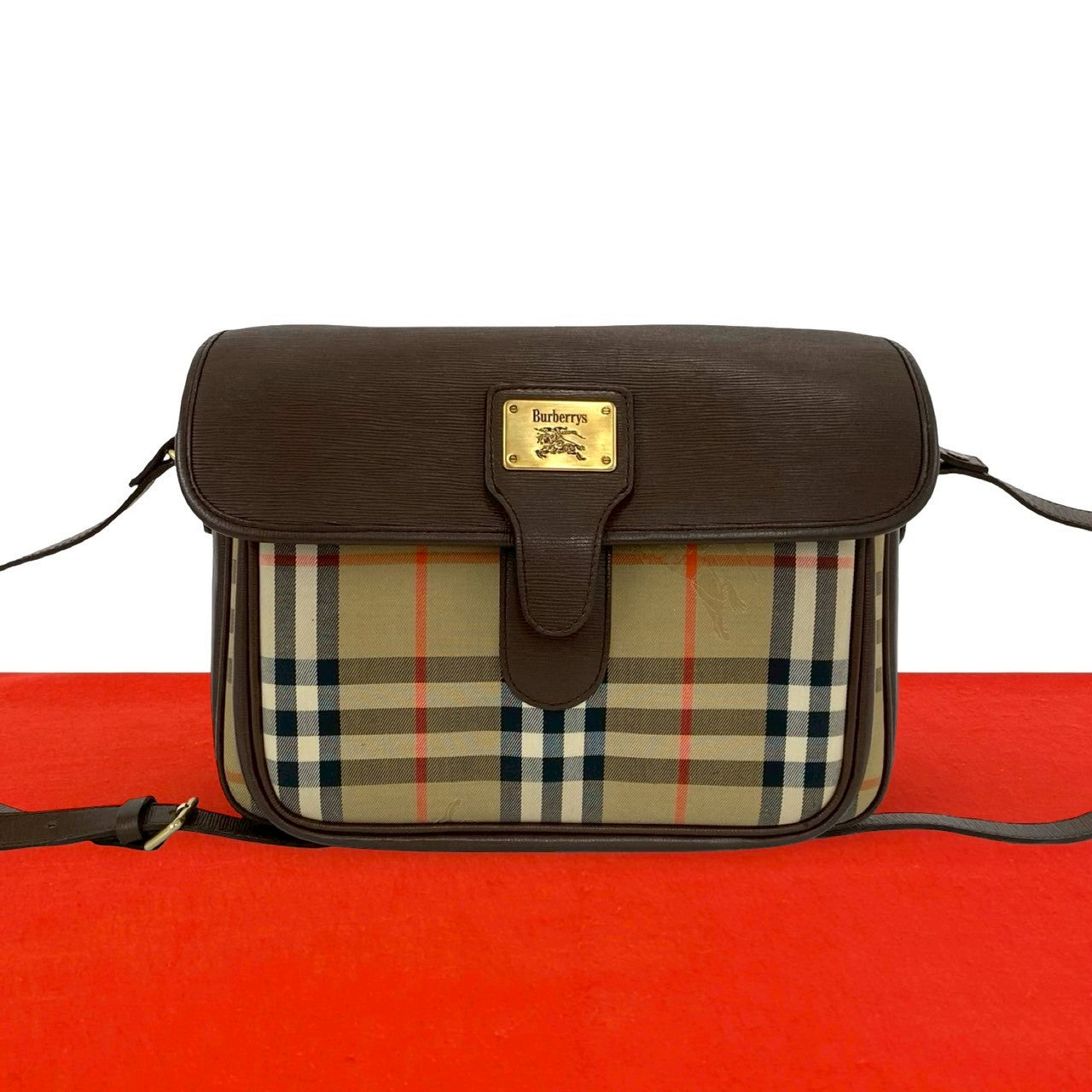 Burberry Leather Canvas Shoulder Bag