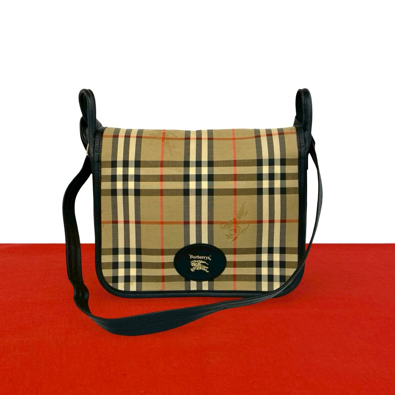 Burberry Leather Canvas Shoulder Bag