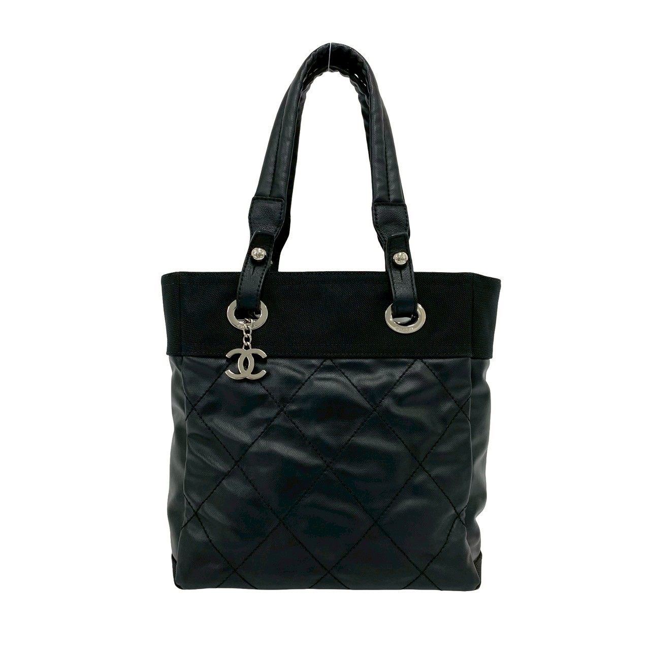 Chanel Paris-Biarritz Leather Canvas Tote Bag