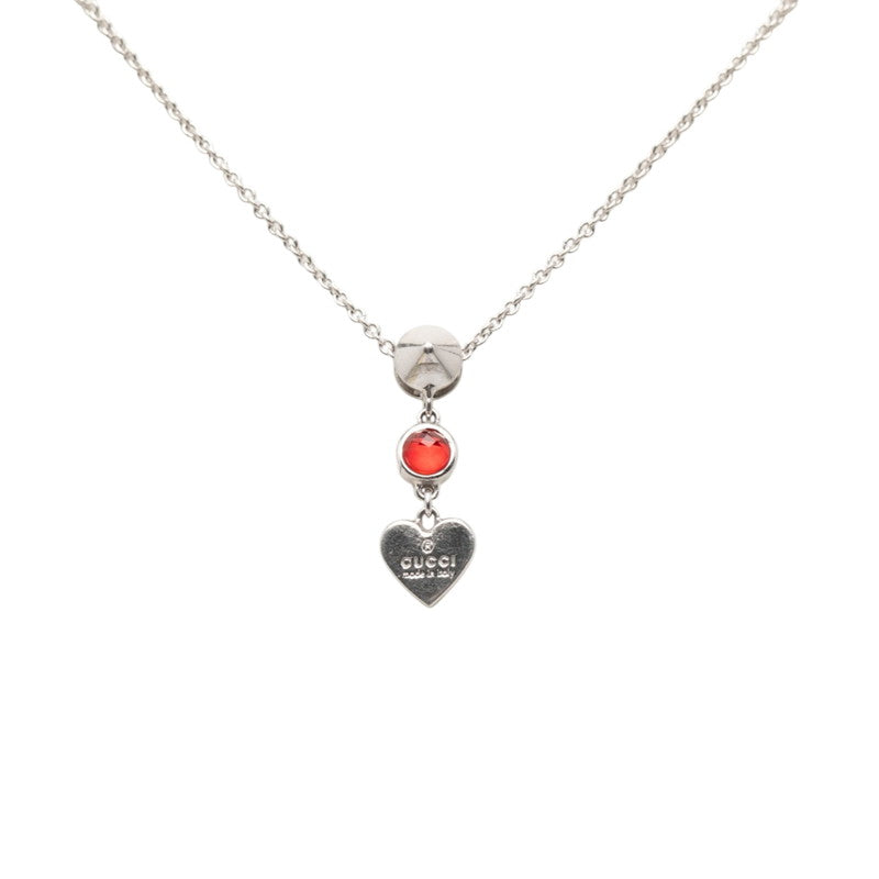 Gucci Trademark Drop Pendant Heart Silver Necklace