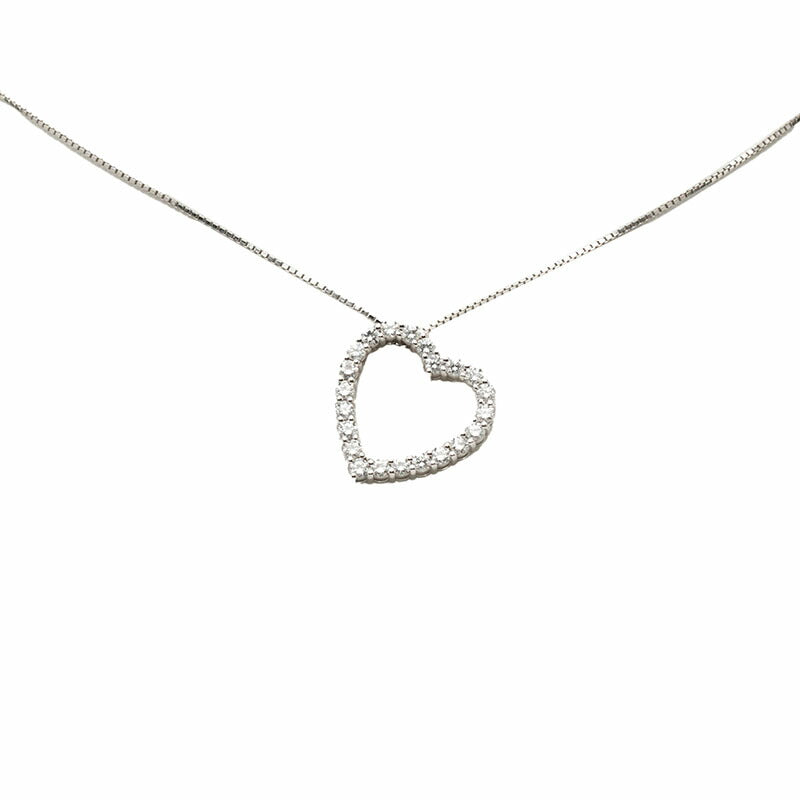 Gucci Heart Motif Au750 White Gold Diamond Necklace