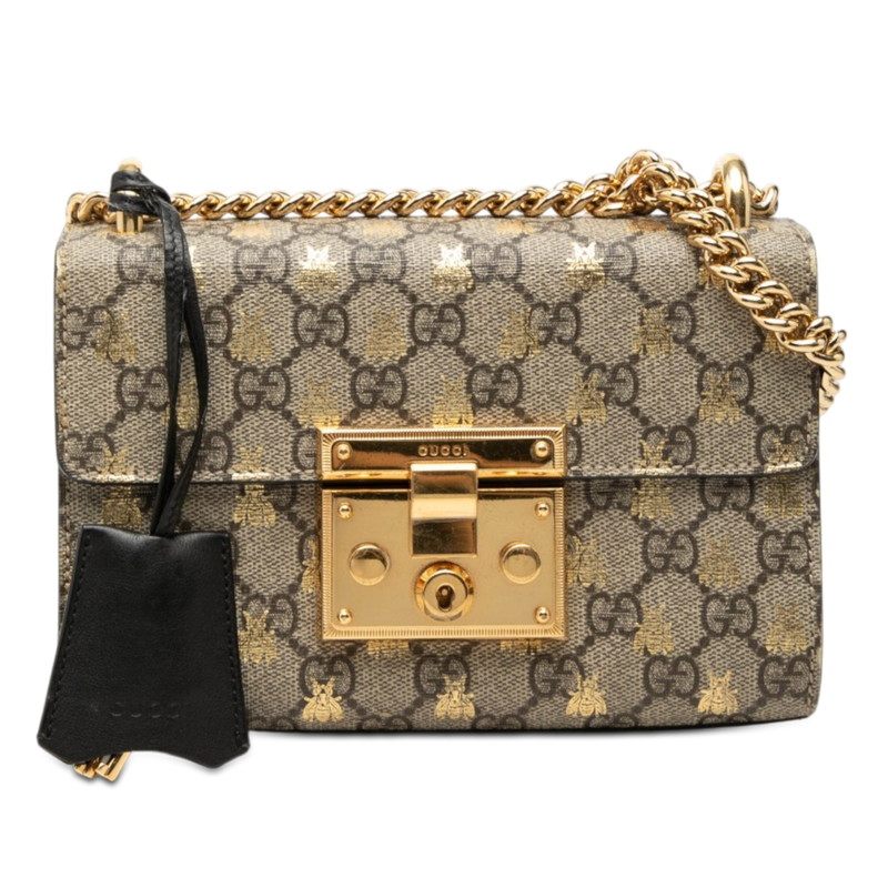 Gucci GG Supreme Padlock PVC Leather Shoulder Bag