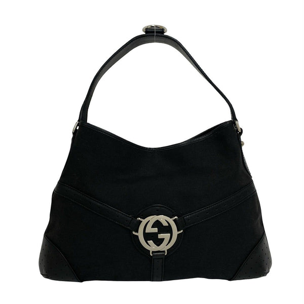 Gucci Interlocking G Canvas Leather Shoulder Bag