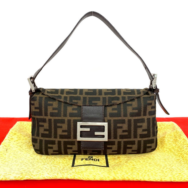 Fendi Zucca Canvas Leather Shoulder Bag