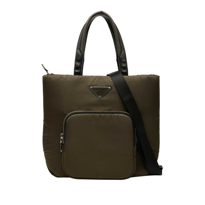Prada Triangle Logo Plate Nylon Leather 2way Bag