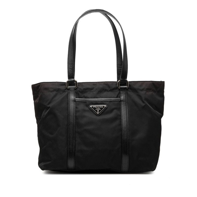 PRADA Nylon Leather Tote Bag