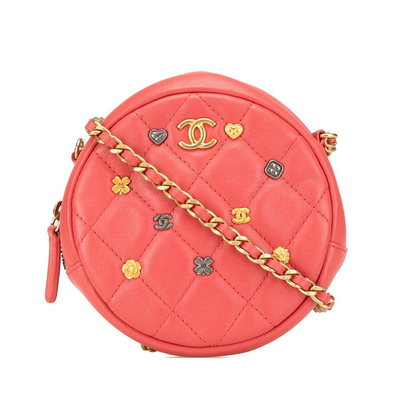 Chanel Coco Mark Matelasse Camellia Heart Lambskin Chain Shoulder Bag