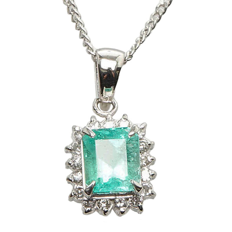 Platinum Emerald Pendant Necklace