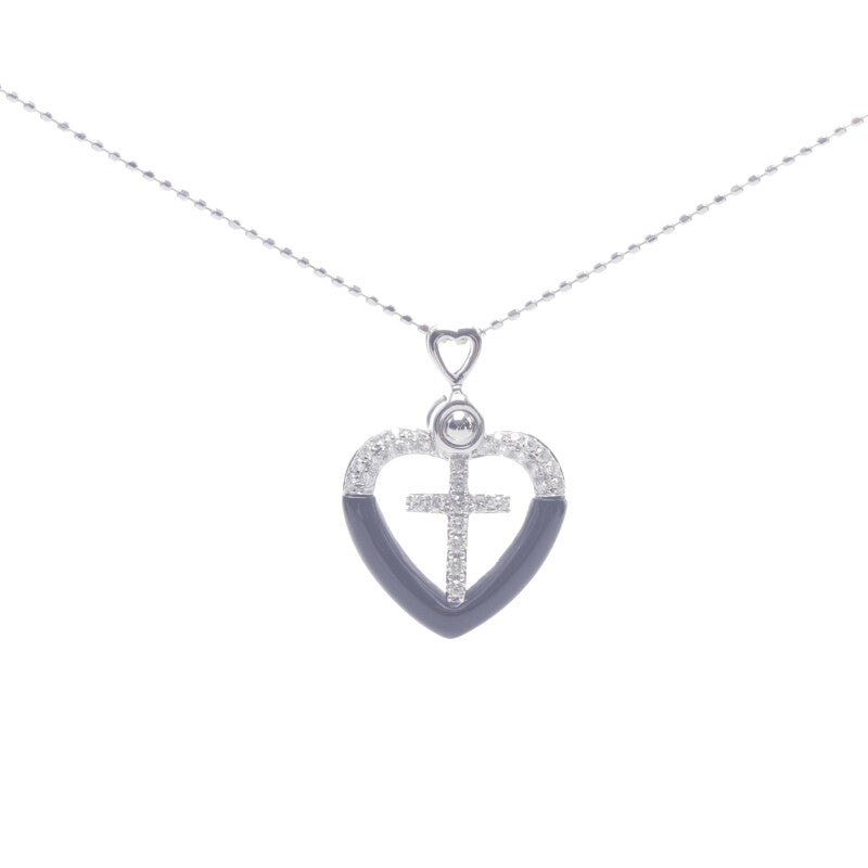 18K Heart and Cross Pendant Necklace