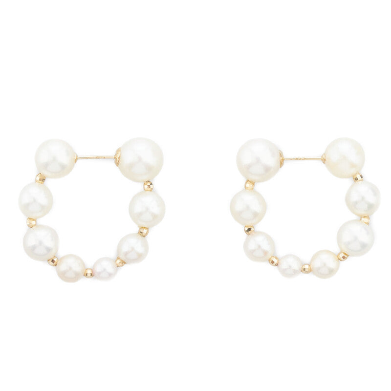 18K Pearl Mini Hoop Earrings