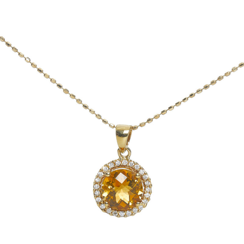 18k Gold Diamond Topaz Pendant Necklace