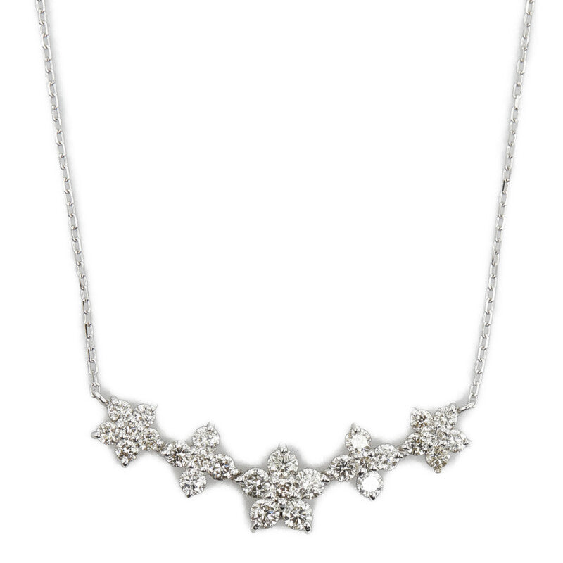 18K White Gold and Diamond Flower Motif Necklace