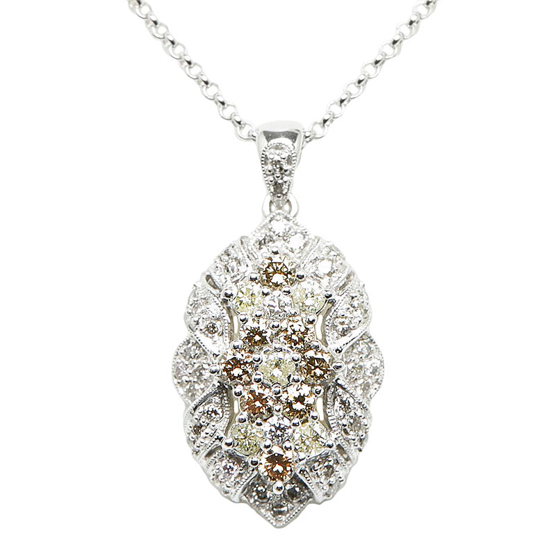 18k White and Gold Diamond Pendant Necklace
