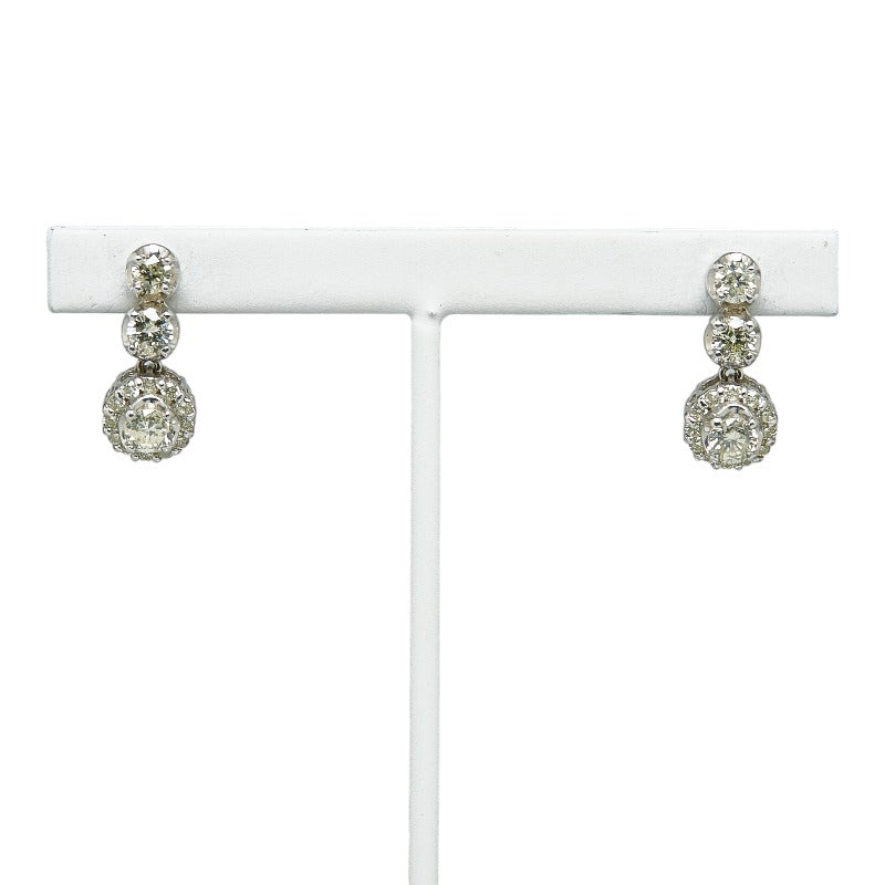 Ladies' White Gold K18WG & K14WG Earrings with 1.00ct Diamonds (Pre-owned)