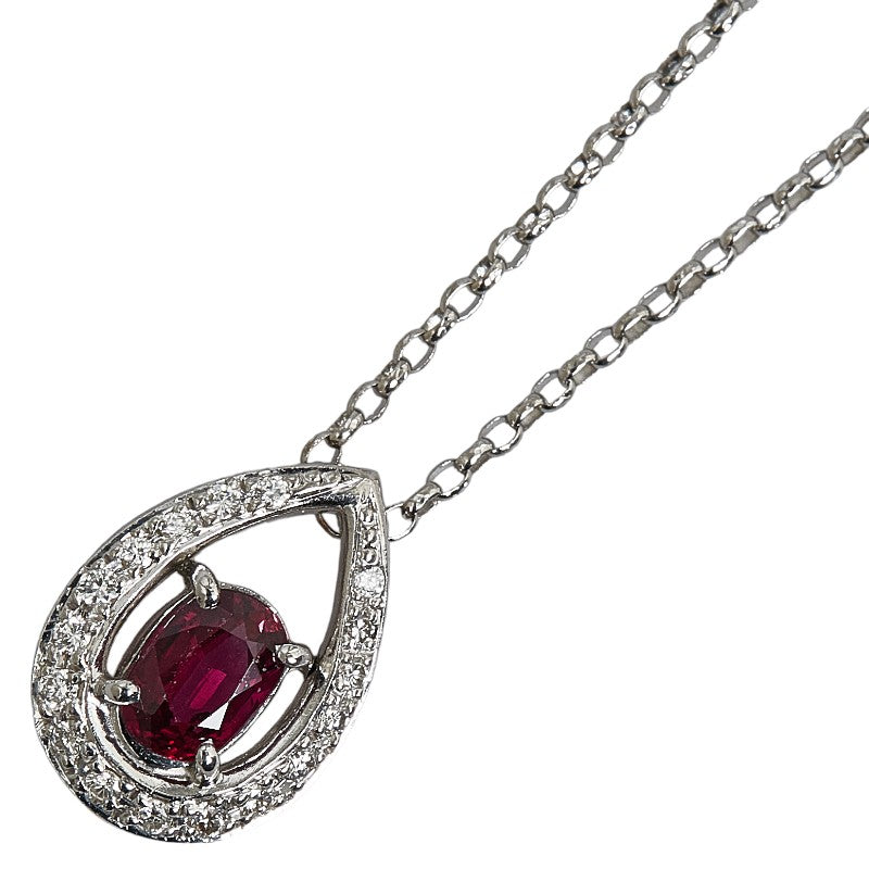 18K Ruby Diamond Pendant Necklace