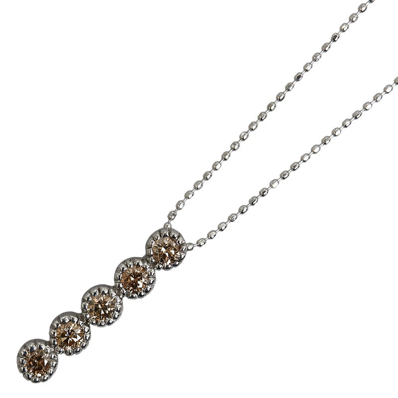 K18WG White Gold Necklace with 0.50ct Brown Diamond - For Women (Pre-owned)