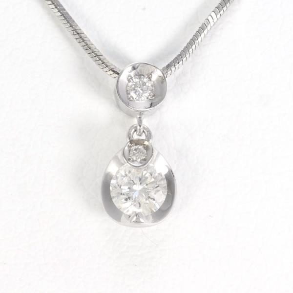 K18 White Gold Necklace with 0.15ct and 0.024ct Diamonds, Total Weight Approximately 3.1g, Around 47cm