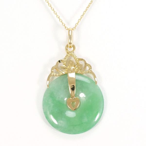 K18 18K Yellow Gold Jade Necklace, Approximate Weight 4.7g, Length 38cm