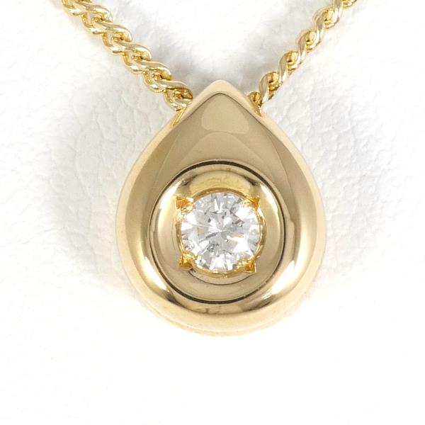 Droplet Motif 1P Necklace with D0.10ct Diamond, K18 Yellow Gold - Gold for women - Preowned