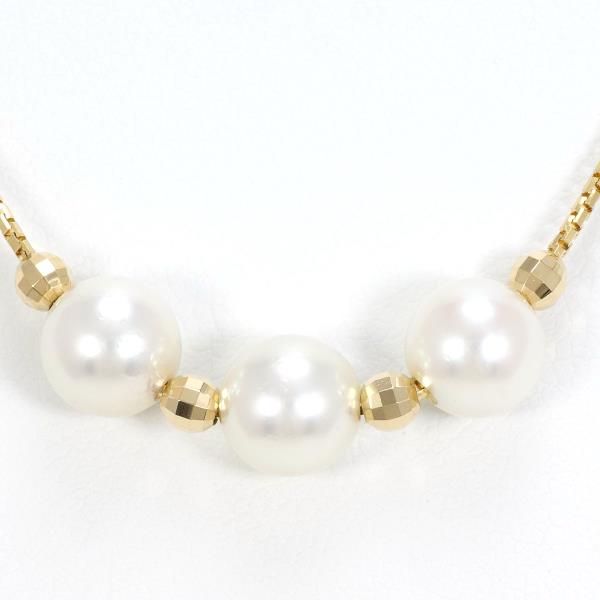 K18 Yellow Gold Pearl Necklace, 18K Yellow Gold & Pearl Material, Approx. 4.6g Weight, Approx. 39cm, Ladies' Jewelry