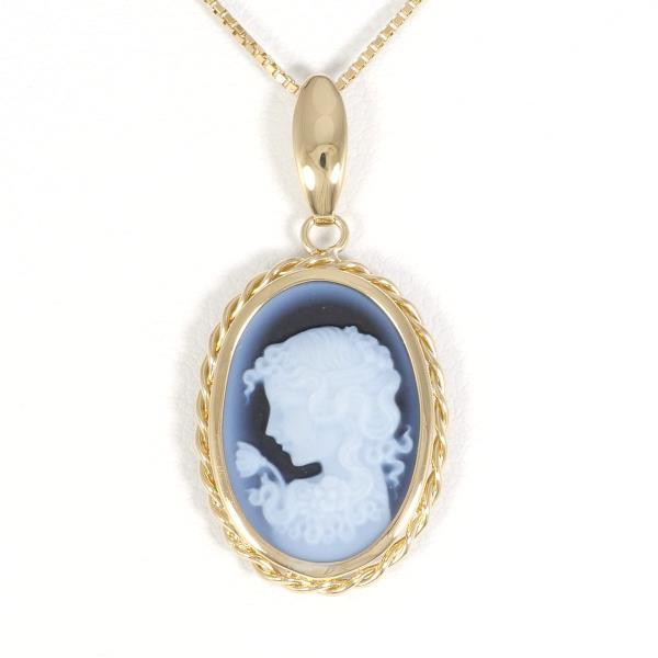 Ladies' 46cm K18 Yellow Gold Necklace with Stone Cameo, Total Weight about 4.7g (Pre-Owned)