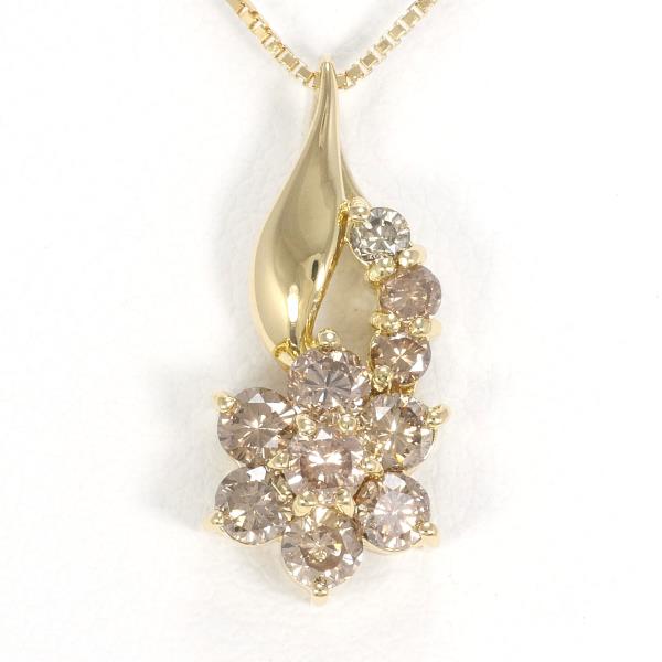 K18 YellowGold Necklace with Brown Diamond 0.90ct, Total Weight approx 2.7g, 42cm, Women's Gold