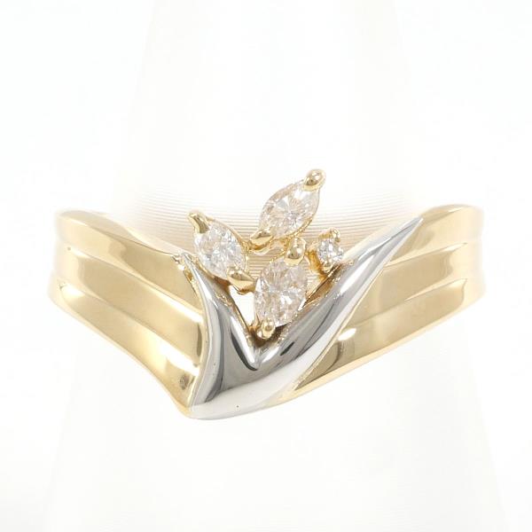 Platinum PT900 and 18K Yellow Gold Ring, Size 11.5, with 0.15ct Diamond, Total Weight Approximately 3.5g