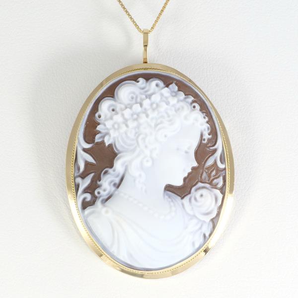 Necklace in K18 Yellow Gold/Shell Cameo, White for Women