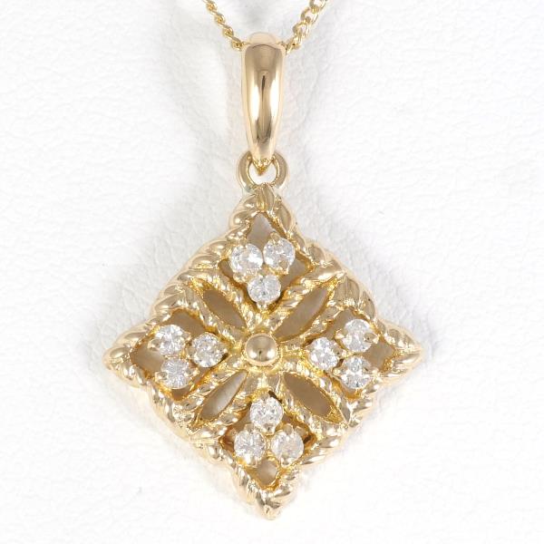 Trendy Design Necklace, D0.16ct, K18 Yellow Gold with Diamonds, Women's