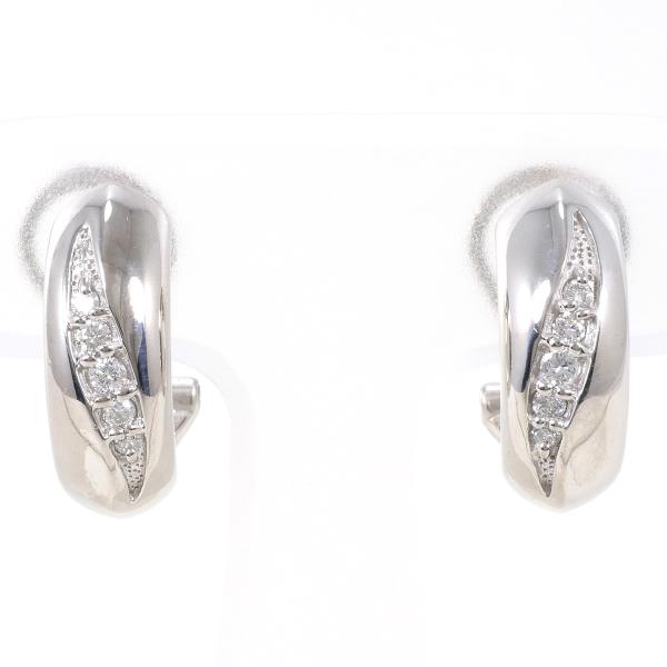 K18 White Gold Earrings with 0.1ct Diamonds (Total 0.2ct), Total Weight Approx. 5.7g