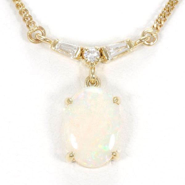 14K Yellow Gold Opal & Diamond Necklace - Total weight