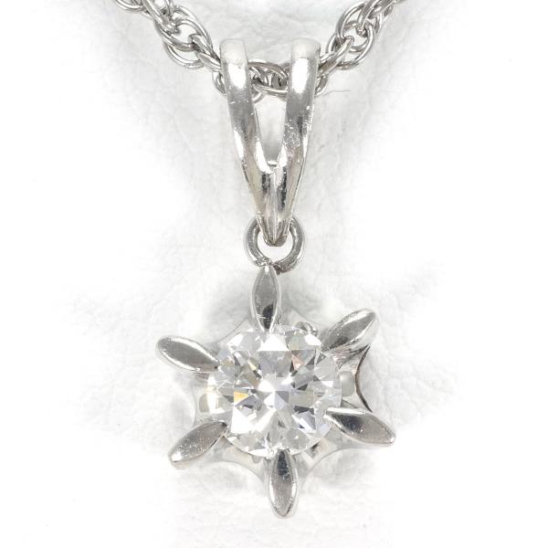 PT900 & PT850 Platinum Necklace with 0.34 Carat SI1 Natural Diamond, Weighs Approx 4.9g, Length Approx 40cm