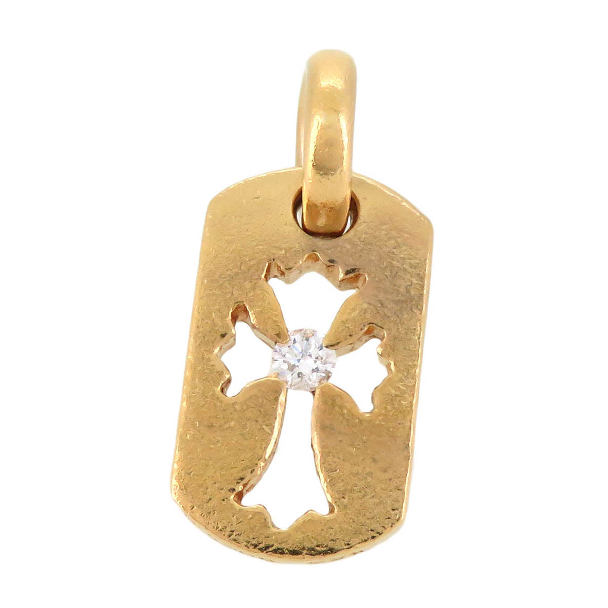 22k Gold Diamond Cross Dog Tag Pendant