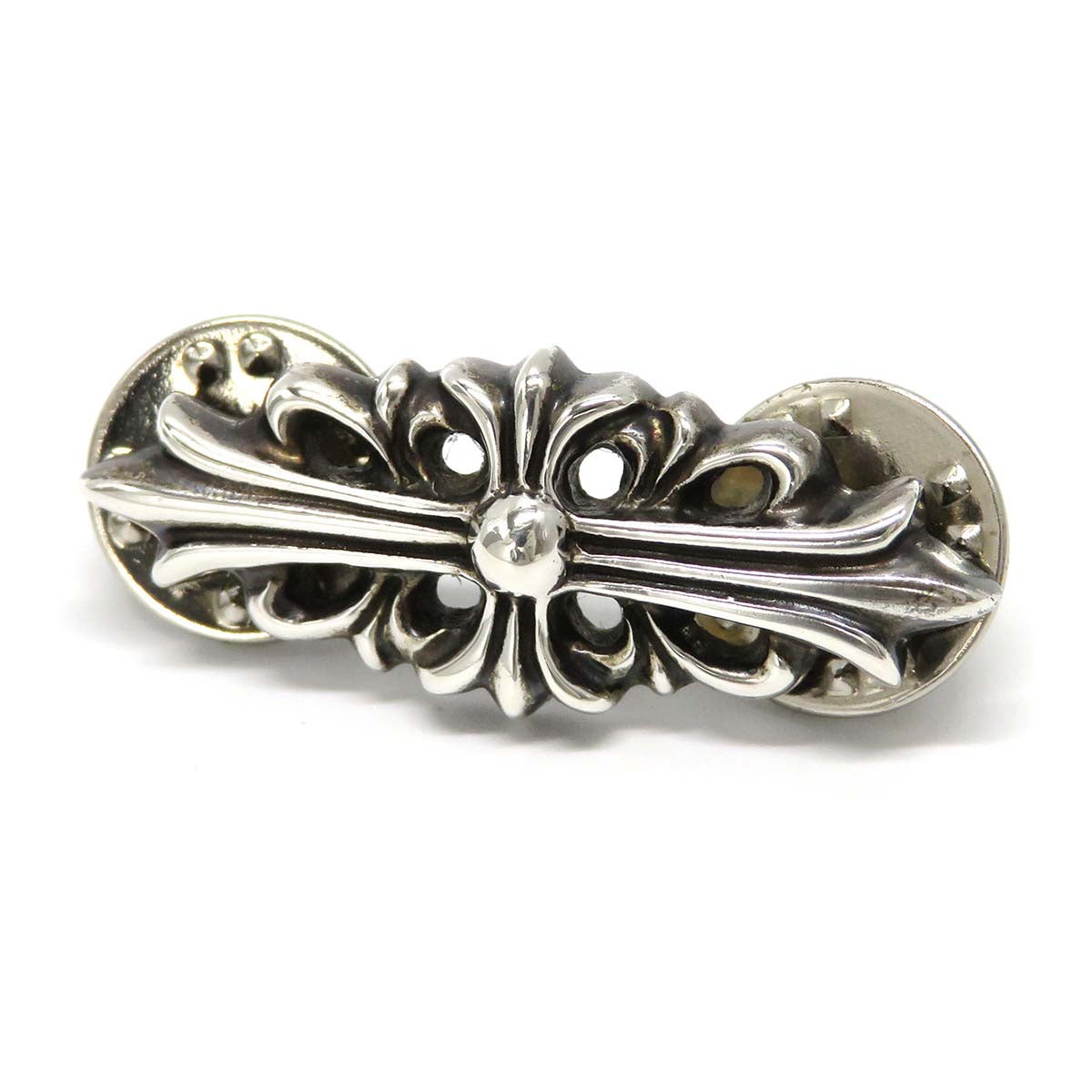 Silver Floral Cross Pin
