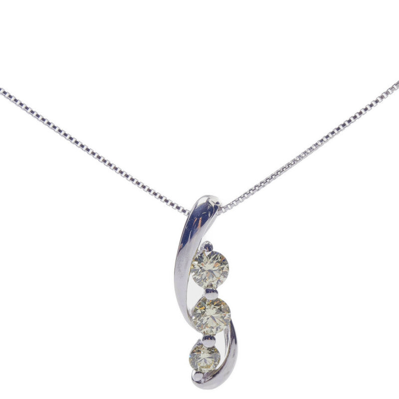 18K Round Cut Diamond Swirl Necklace