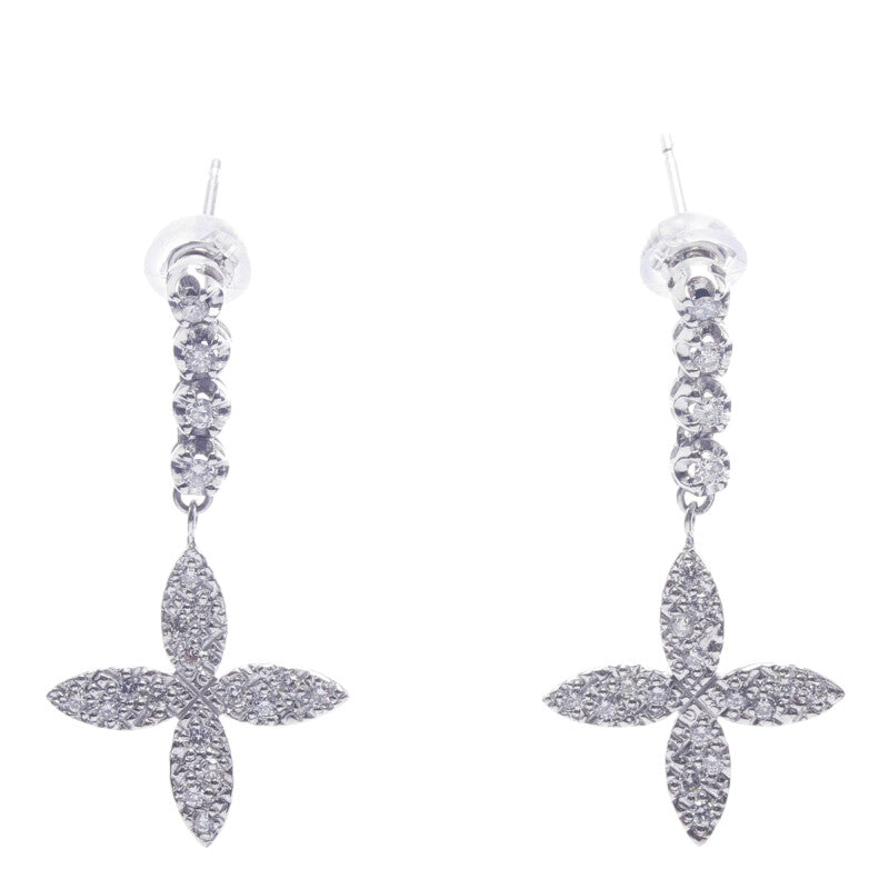 Diamond Flower Drop Earrings