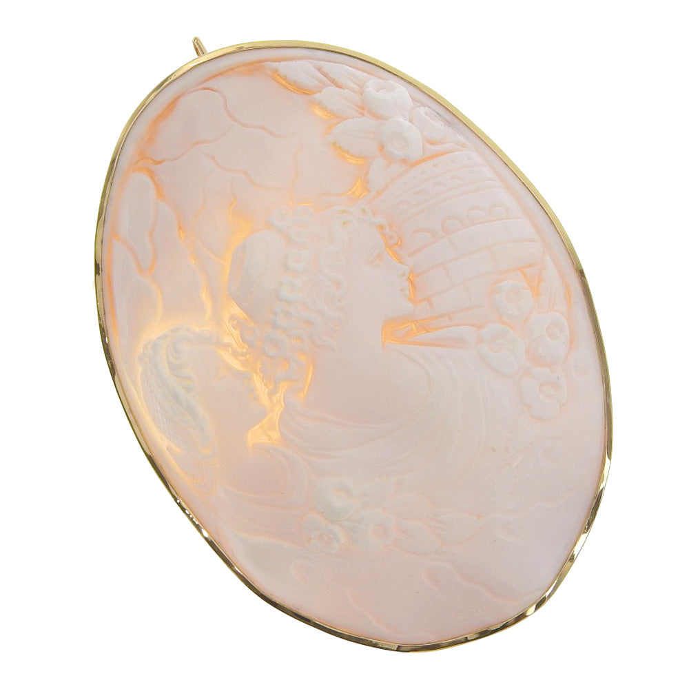Cameo Brooch Pendant Top, K18 Yellow Gold Material, For Women, Excellent Condition (Pre-Owned)