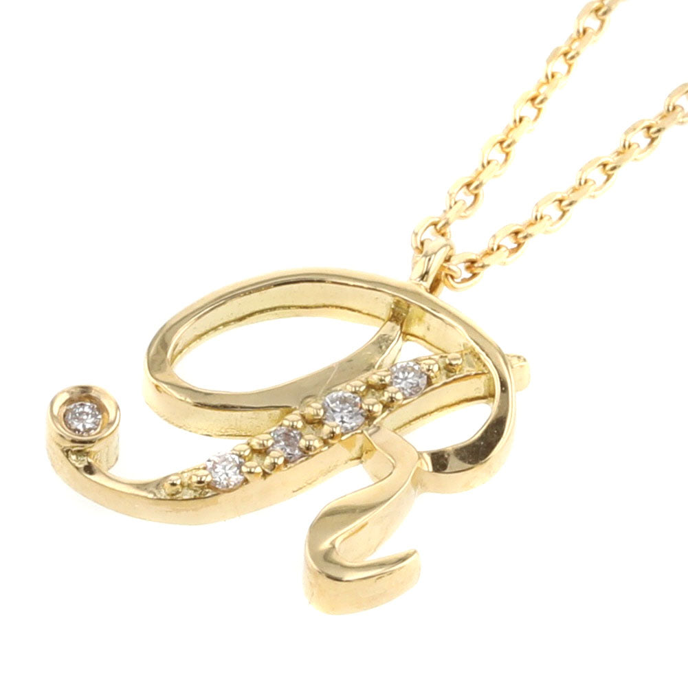 18k Gold Diamond R Pendant Necklace AGVN001740 R