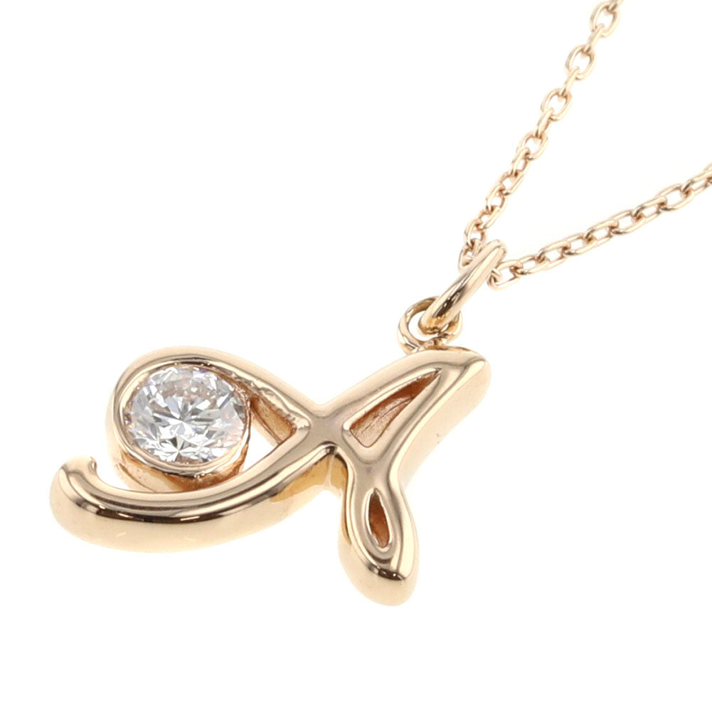 18k Gold Diamond A Pendant Necklace