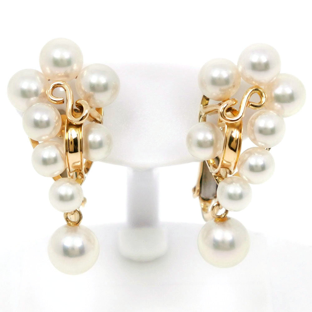 Pearl Earrings for Ladies in K18 Yellow Gold and Pearls, A+ Rank Condition