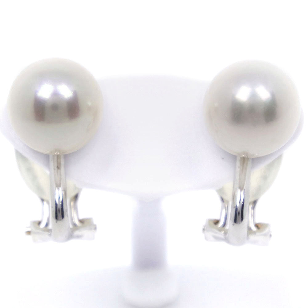 9.1mm Pearl Earrings for Ladies in K18 White Gold and Pearls, Silver, A+ Rank Condition