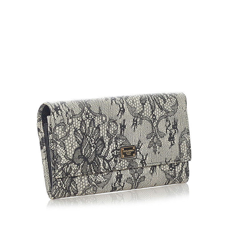 Floral Printed Leather Long Wallet