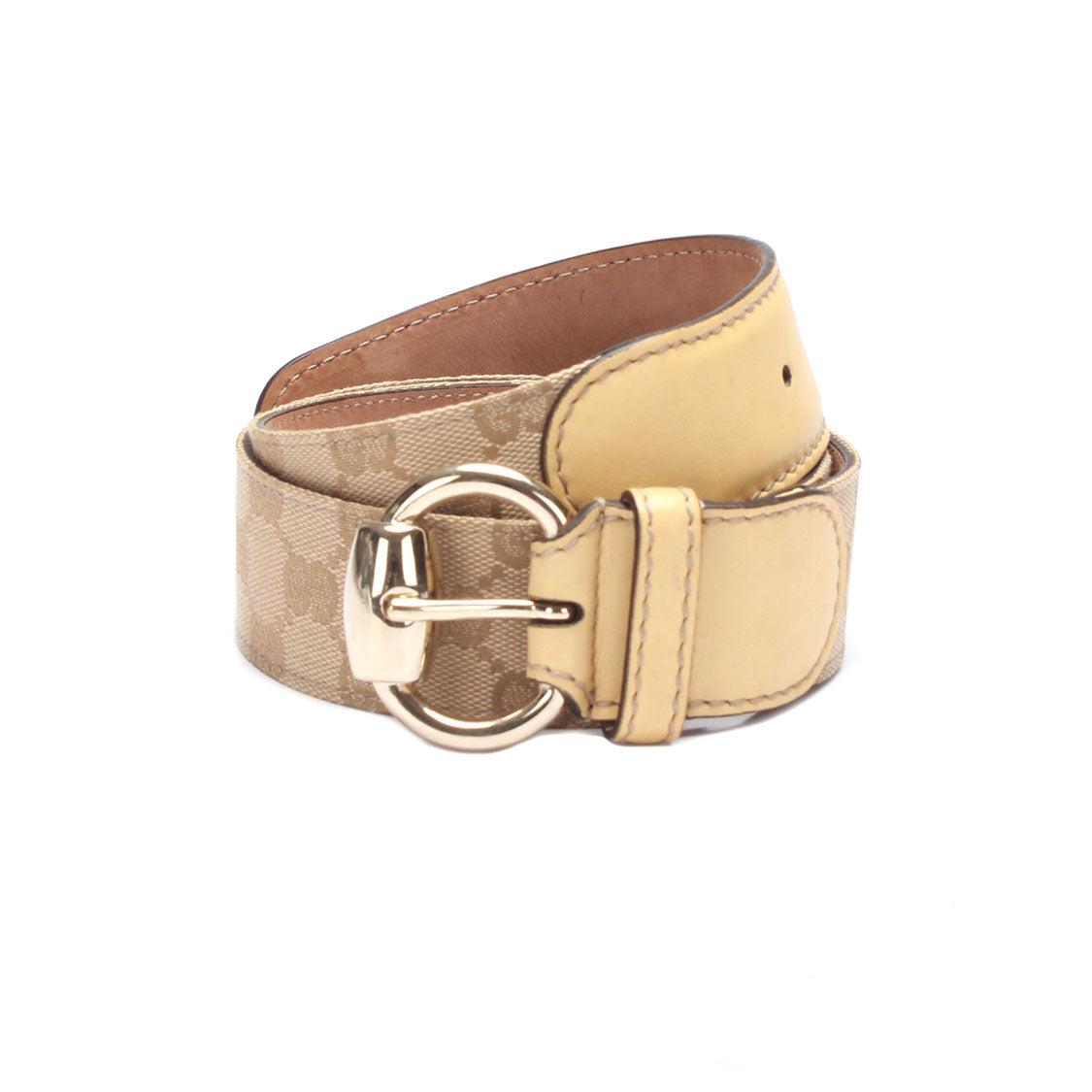 Horsebit Canvas & Leather Ring Belt 159618