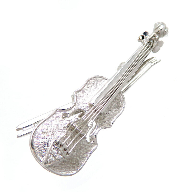 Non-Brand Pt900 Platinum 0.01ct Diamond Violin Brooch For Both Ladies & Men