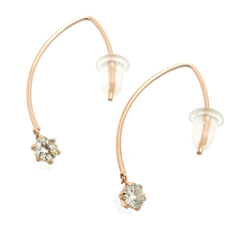 Non-Brand K18PG 0.15ct Diamond Earrings in K18 Pink Gold for Women