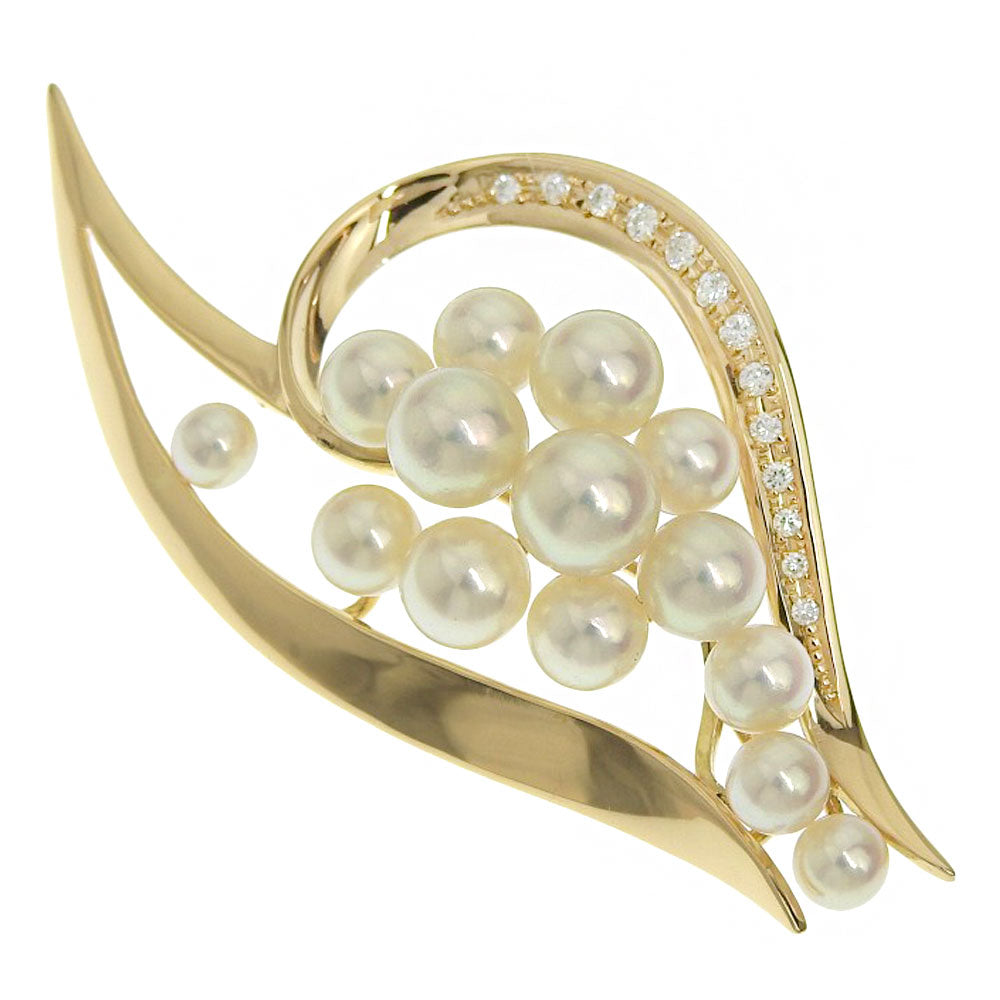 Pearl Brooch, K18 Yellow Gold with Diamond and Pearl 0.19 for Women - SA Preloved